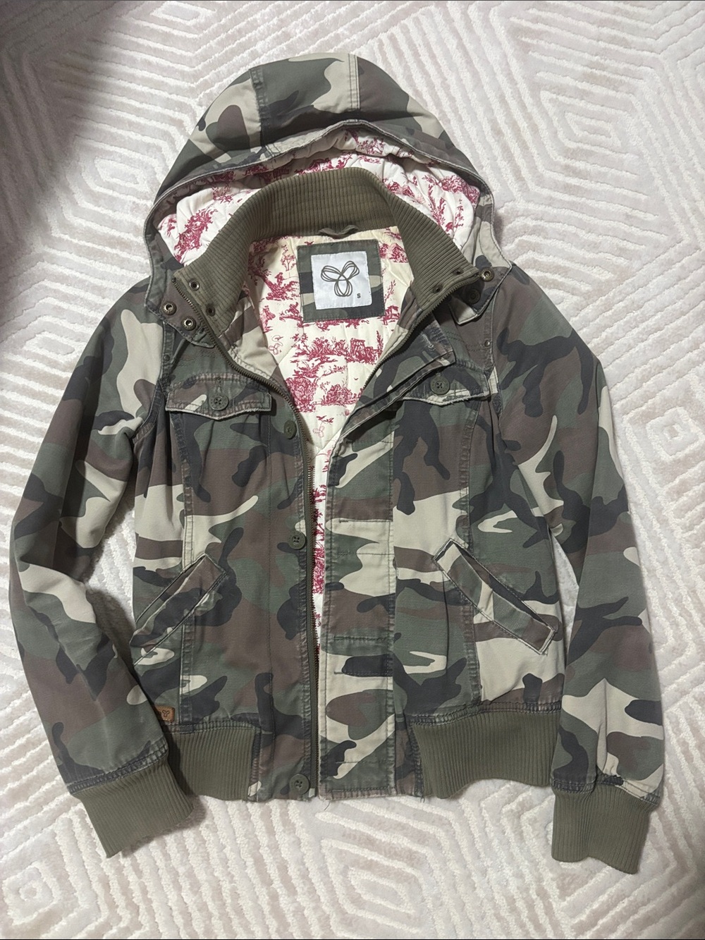 TNA Green Camo Hooded Jean Jacket